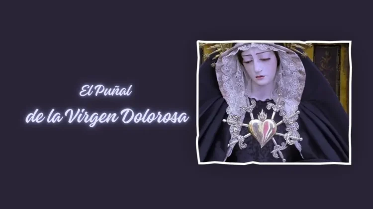 Detalle de puñal de orfebrería en el pecho de la Virgen de los Dolores, Servitas de San Fernando