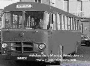 El coche de la marina. Autobús de marina en San Fernando
