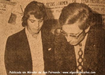 Camaron de la Isla. Un momento de la entrevista junto a E.Montiel. Fotografía FRANZON publicada en Mirador de San Fernando.