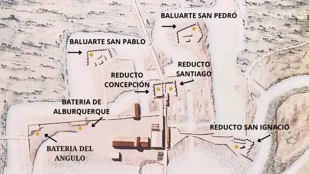 plano defensas de l cabeza del puente zuazo, guerra de la independencia San Fernando La Isla de León